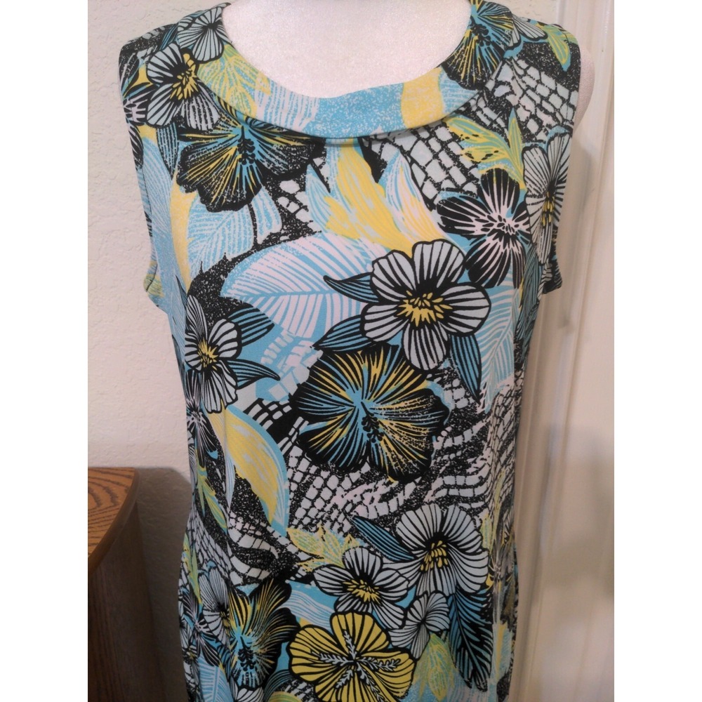 NY Collection Women's Sleeveless Teal & Black Dress. Size M - Picture 2 of 8